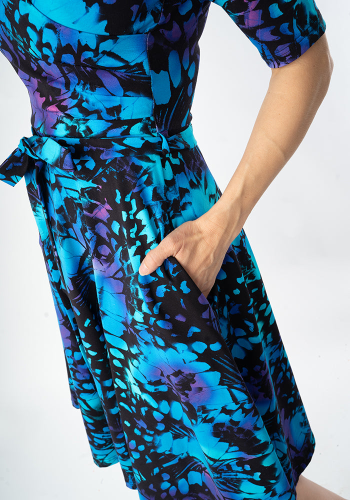 Tenth angle of Tessabelle Abstract Butterfly Wings Print Cotton Swing Dress