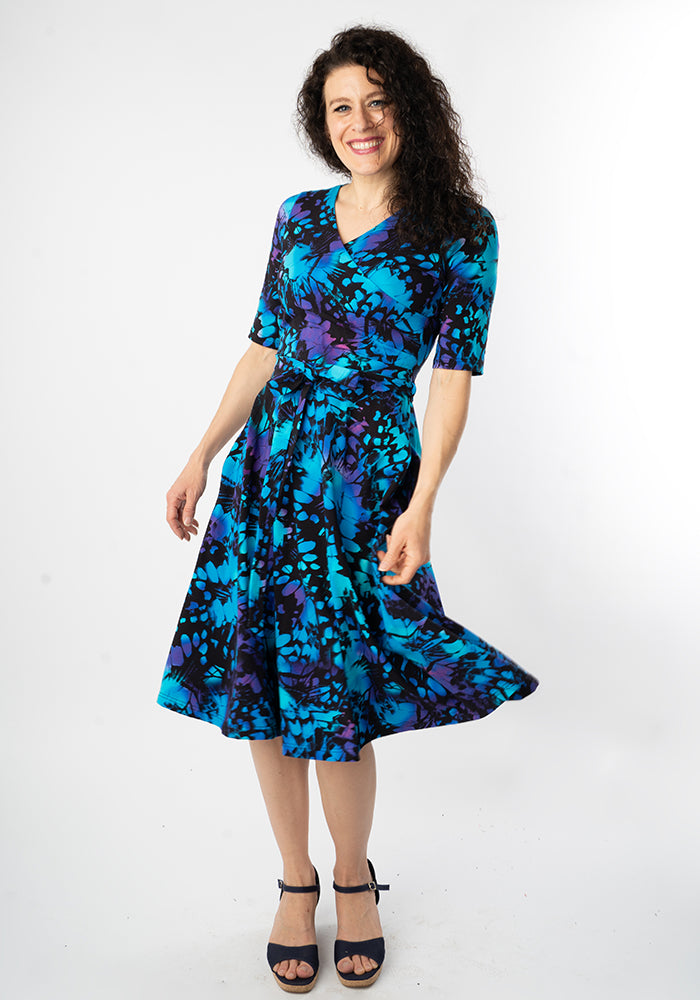 Fifth angle of Tessabelle Abstract Butterfly Wings Print Cotton Swing Dress