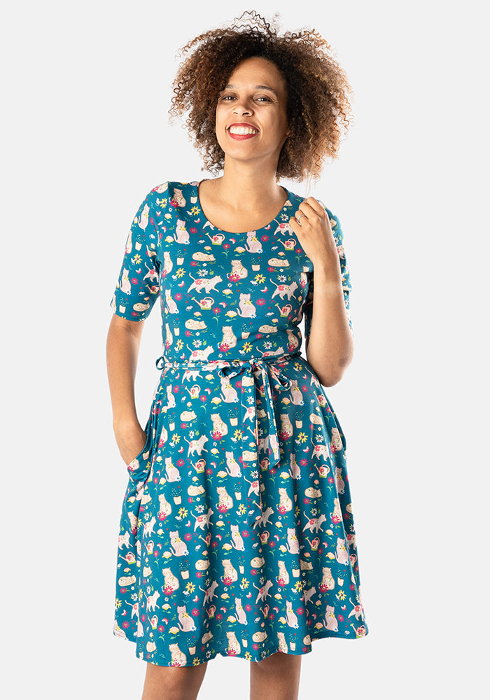 Tessie Pretty Cat Print Dress