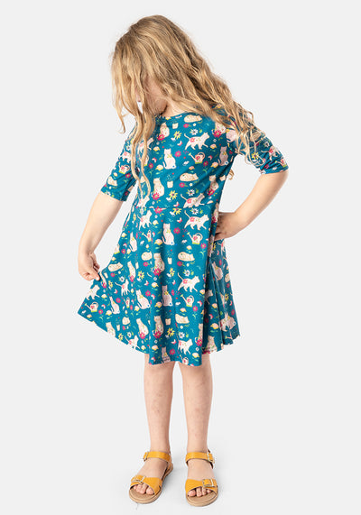 Children's Pretty Cat Print Dress (Tessie)