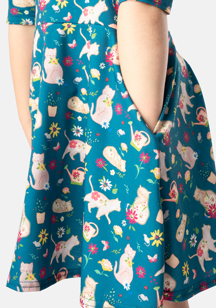 Children's Pretty Cat Print Dress (Tessie)