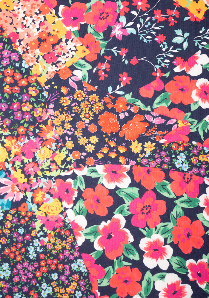 Second angle of Theresa Patchwork Floral Print Tiered Hem Midaxi Dress