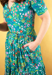 Thimbles Folk Floral Tiered Hem Viscose Midi Dress