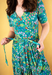 Thimbles Folk Floral Tiered Hem Viscose Midi Dress