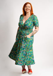 Thimbles Folk Floral Tiered Hem Viscose Midi Dress