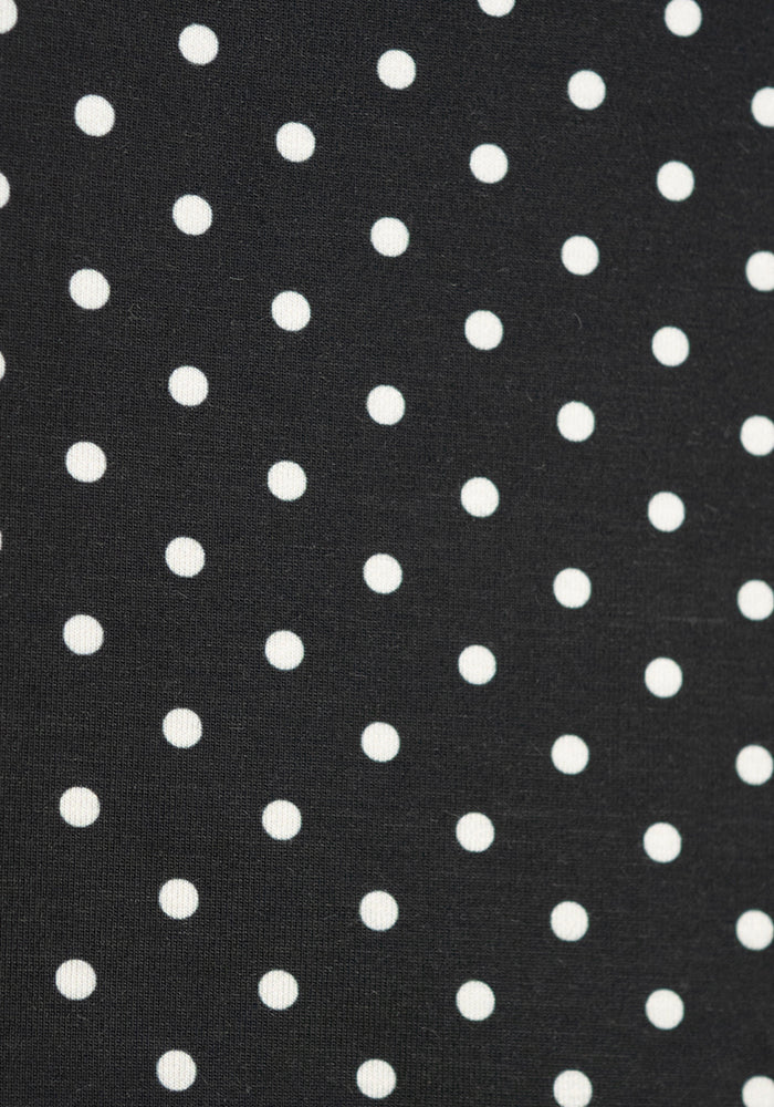 Tia Black &amp; Ecru Spot Print Empire Line Tunic