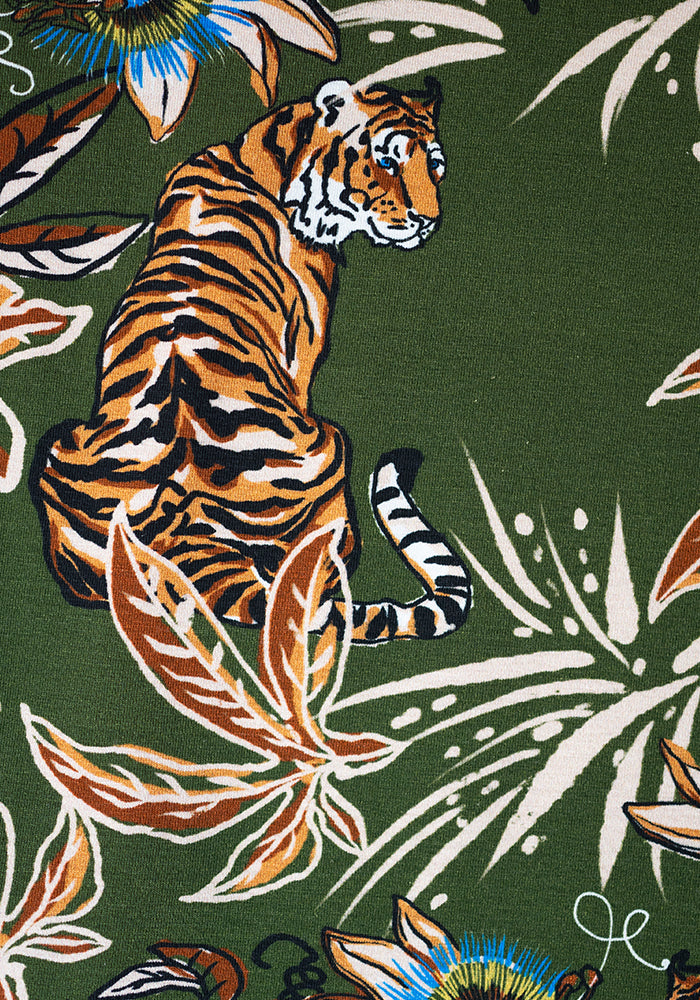 Second angle of Tibby Jungle Tiger Print Cotton Culotte Jumpsuit