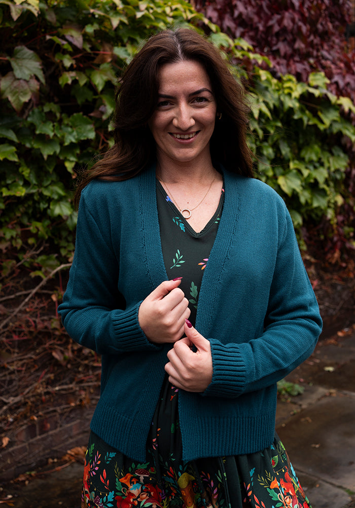 Ninth angle of Elide Woodland Tea Party Border Print Dress