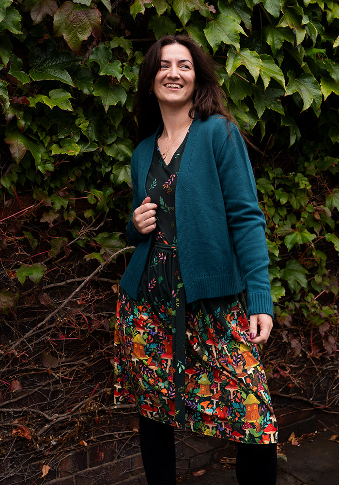 Seventh angle of Elide Woodland Tea Party Border Print Dress