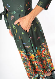 Tillia Woodland Tea Party Border Print Midi Dress