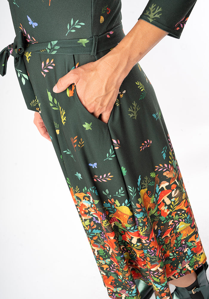 Tillia Woodland Tea Party Border Print Midi Dress