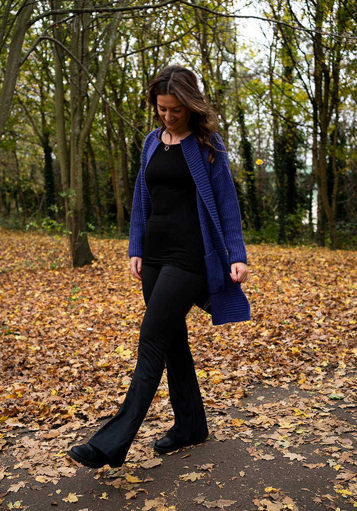 Sixth angle of Tina Black Full Leg Flare Leggings