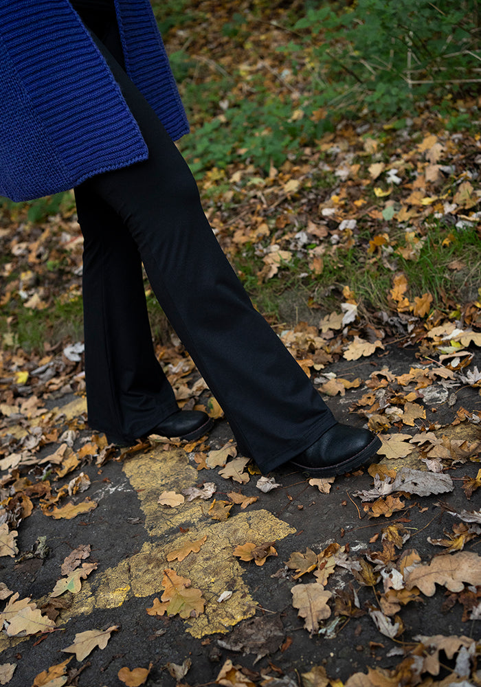 Eighth angle of Tina Black Full Leg Flare Leggings