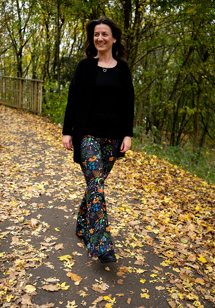 Tina Magical Moth Print Full Leg Flare Leggings