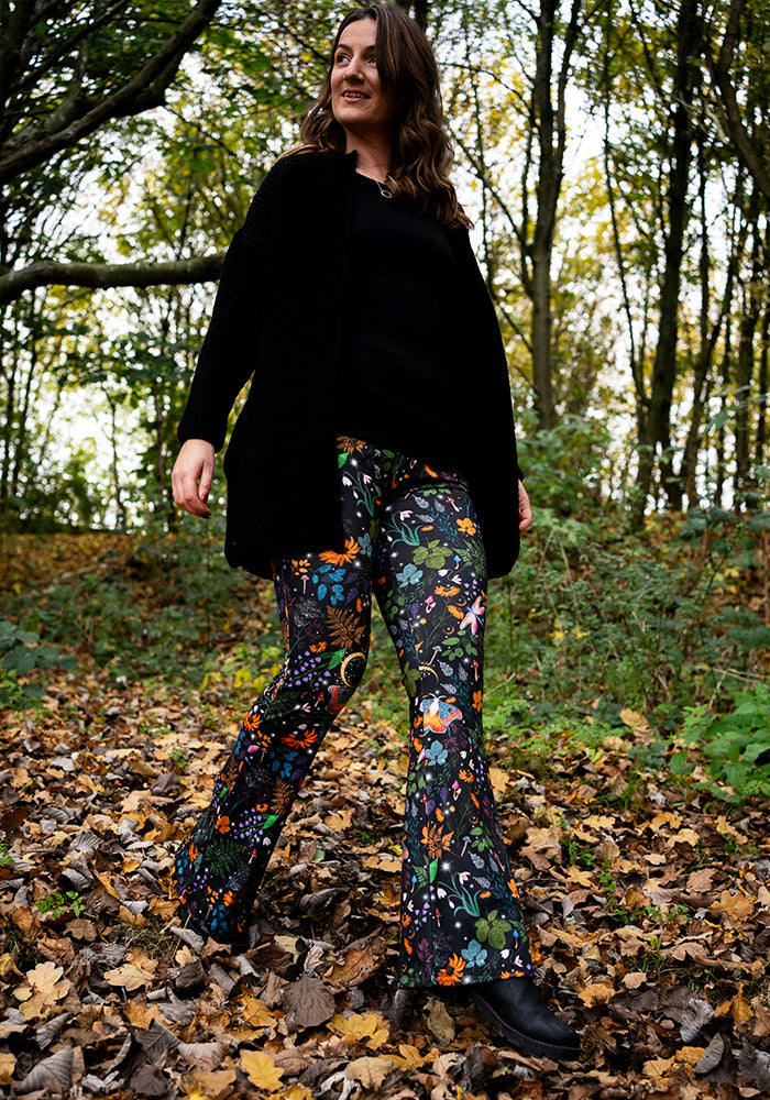 Tina Magical Moth Print Full Leg Flare Leggings