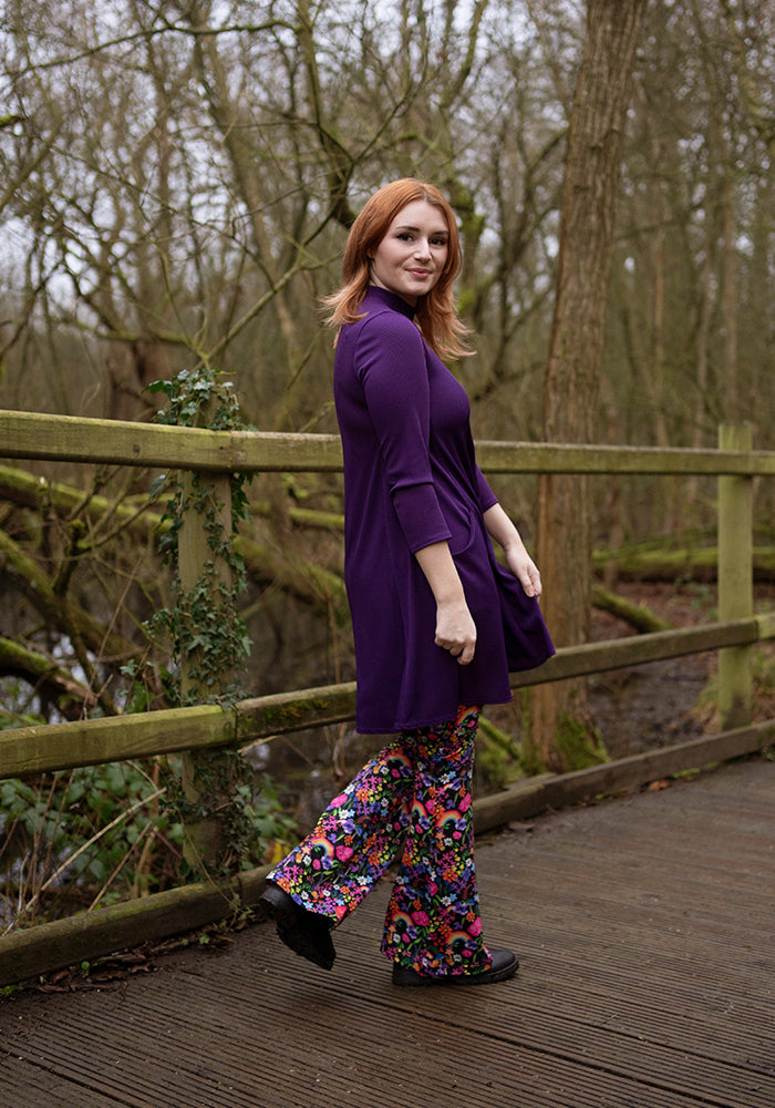 Nell Purple Turtle Neck Long Line Tunic