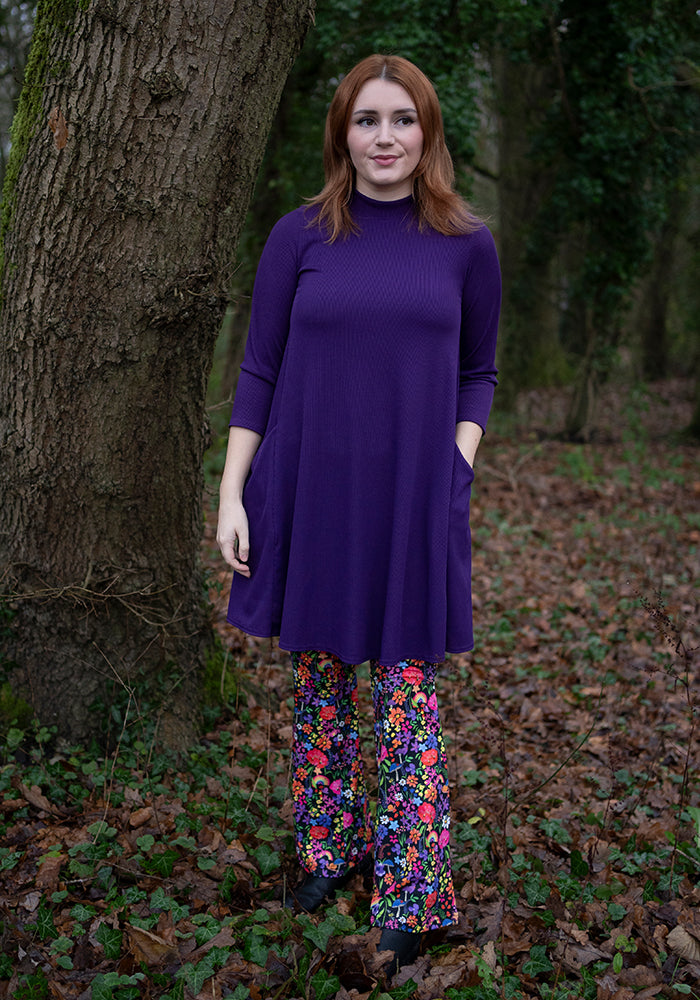 Nell Purple Turtle Neck Long Line Tunic
