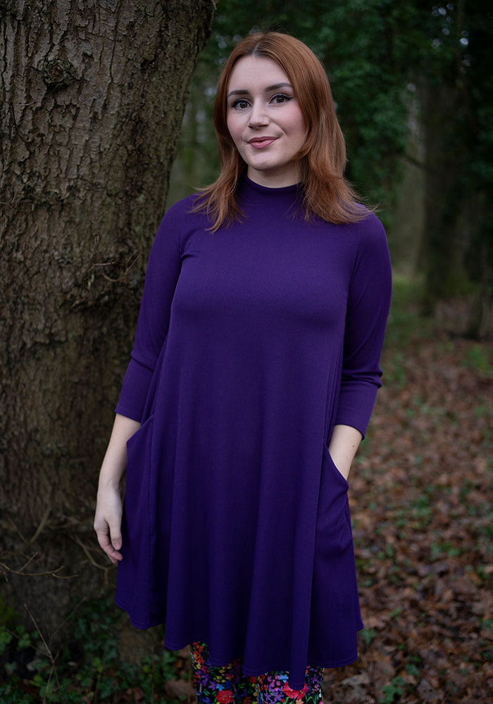 Nell Purple Turtle Neck Long Line Tunic