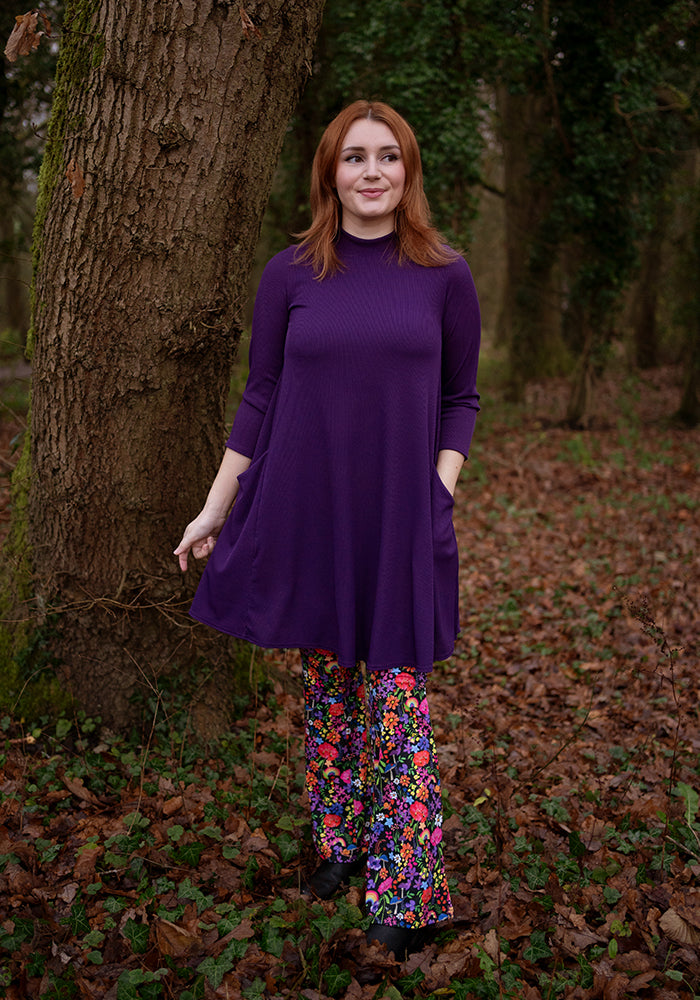 Nell Purple Turtle Neck Long Line Tunic
