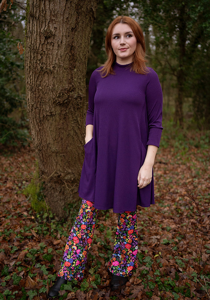 Nell Purple Turtle Neck Long Line Tunic
