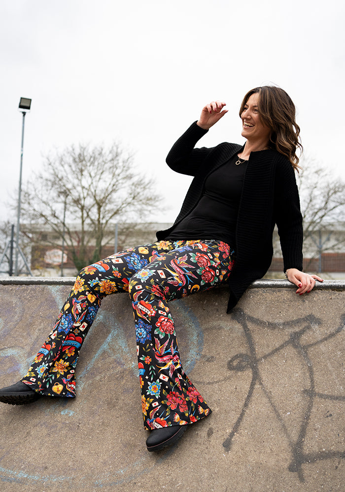 Tina Tattoo Print Full Leg Flare Leggings