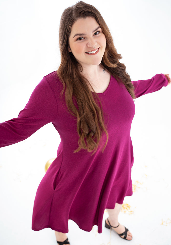 Fourth angle of Tindra Magenta Sparkle Trapeze Dress