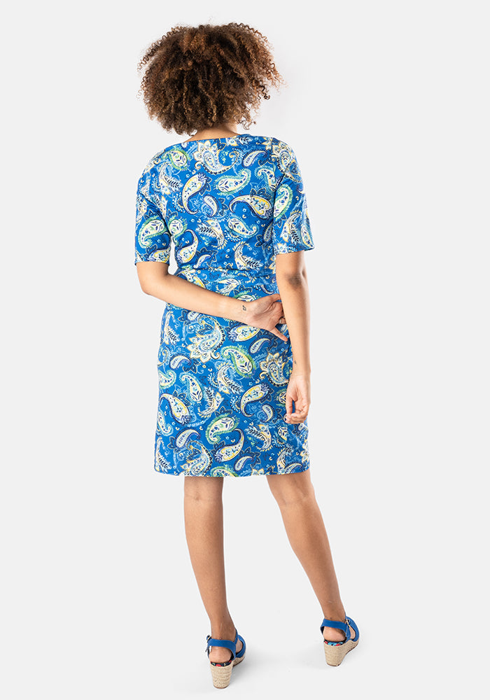 Tinsley Blue Paisley Print Blouson Dress