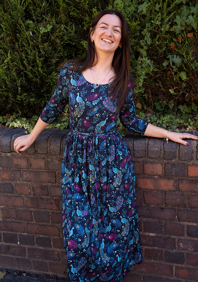 Tori Peacock Print Viscose Midaxi Dress