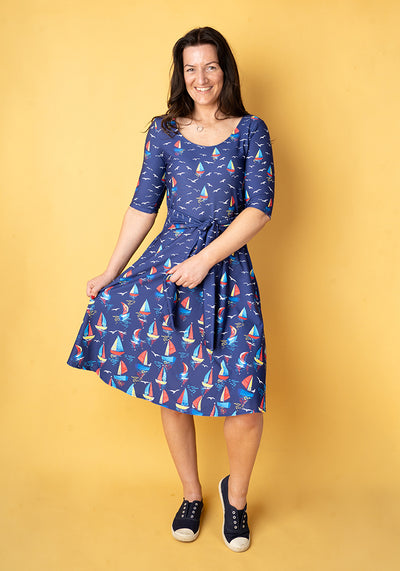 Toria Boat Border Print Dress