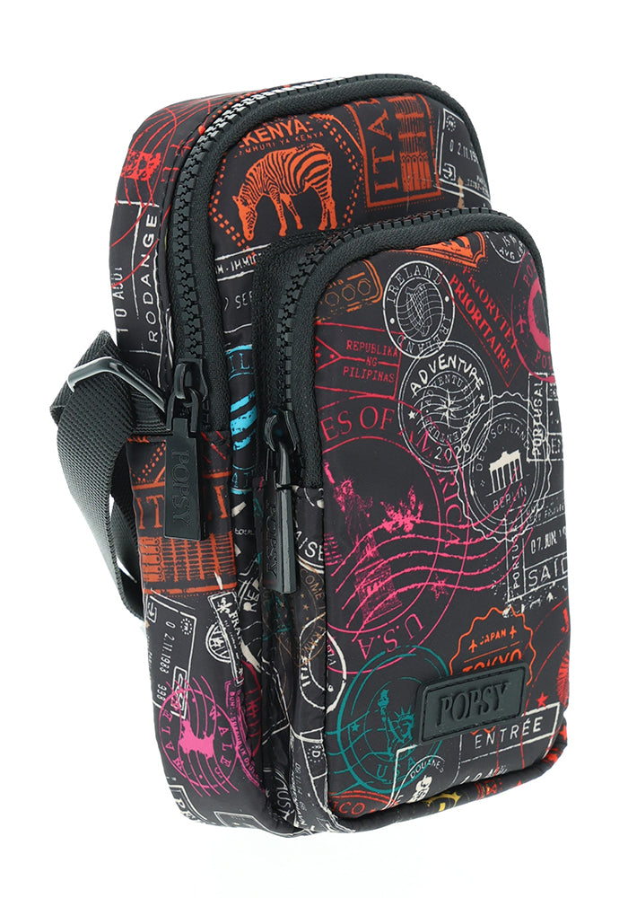 Travel Stamps Print Phone Pocket Bag