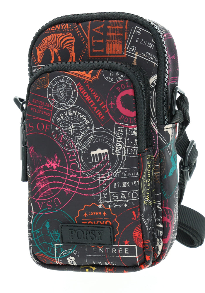 Travel Stamps Print Phone Pocket Bag