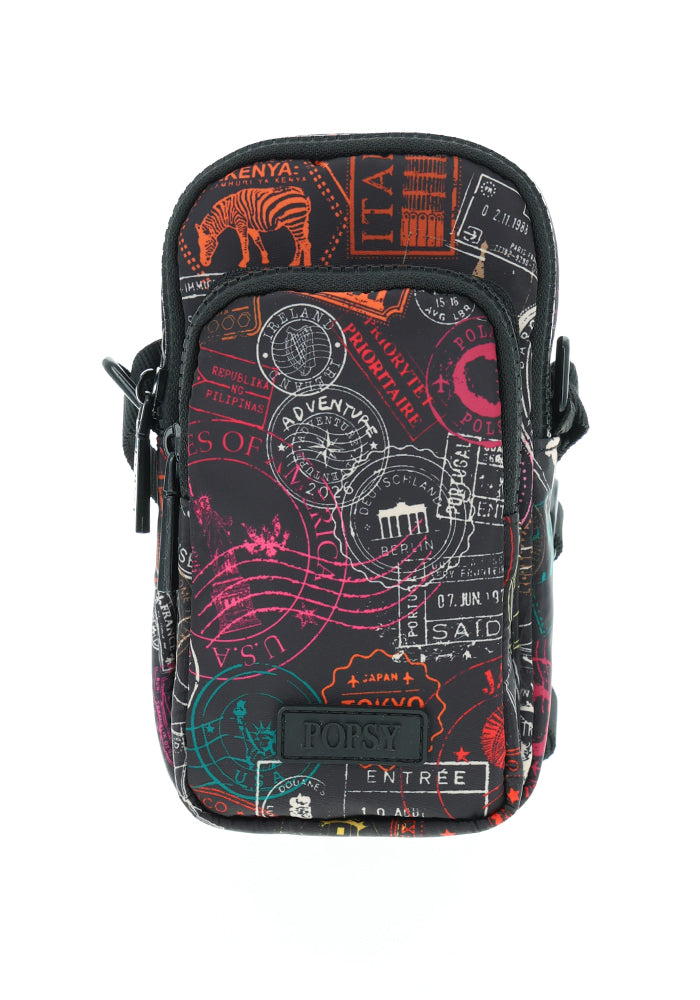 Travel Stamps Print Phone Pocket Bag