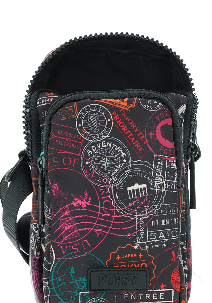 Travel Stamps Print Phone Pocket Bag