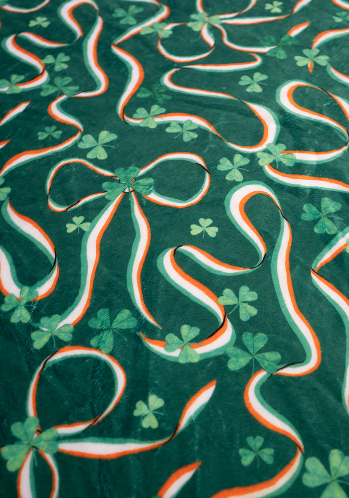 Eighth angle of Tricolour Ireland Print Plush Throw Blanket (Pop-Under)
