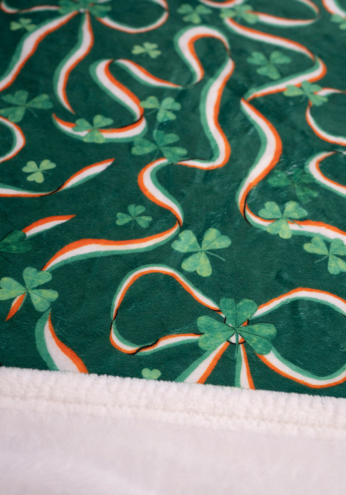 Fifth angle of Tricolour Ireland Print Plush Throw Blanket (Pop-Under)