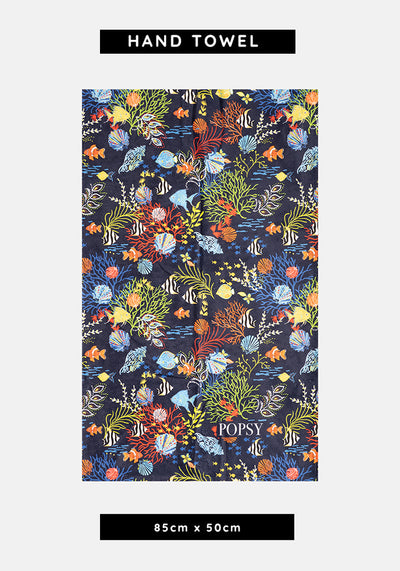 Tropical Coral Print Hand Towel
