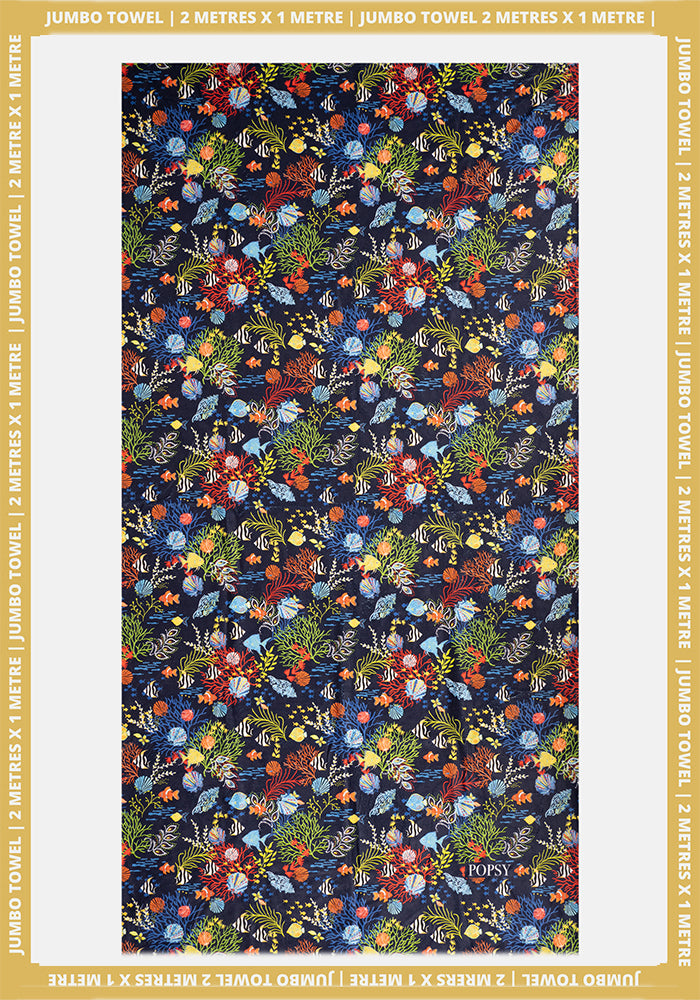 Tropical Coral Print Jumbo Bath Sheet
