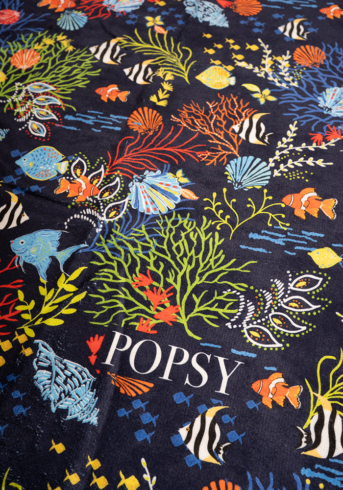Large Tropical Coral Print Towel