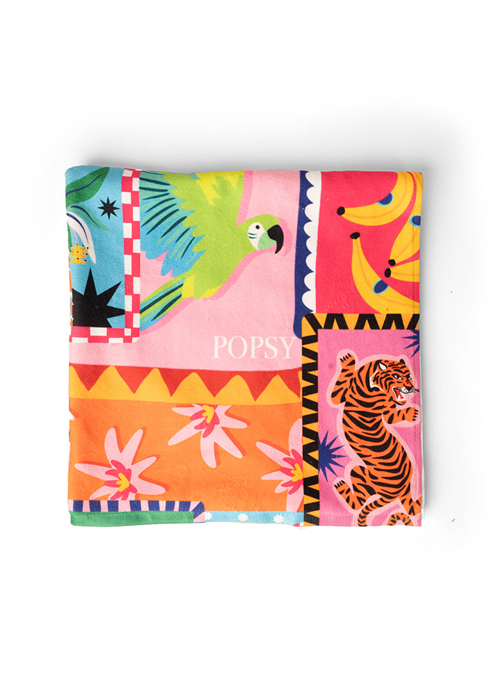 Tropical Patchwork Print Towel