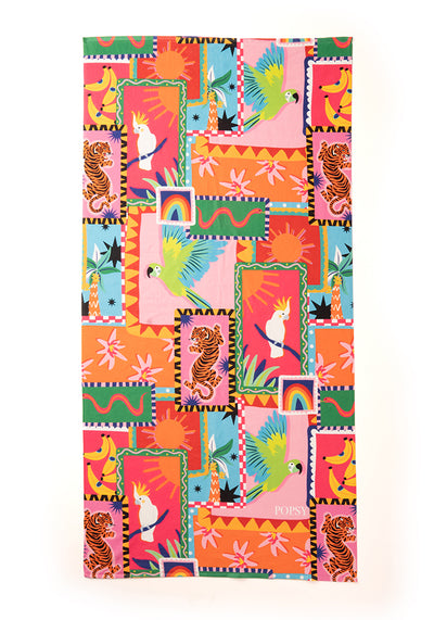 Tropical Patchwork Print Towel