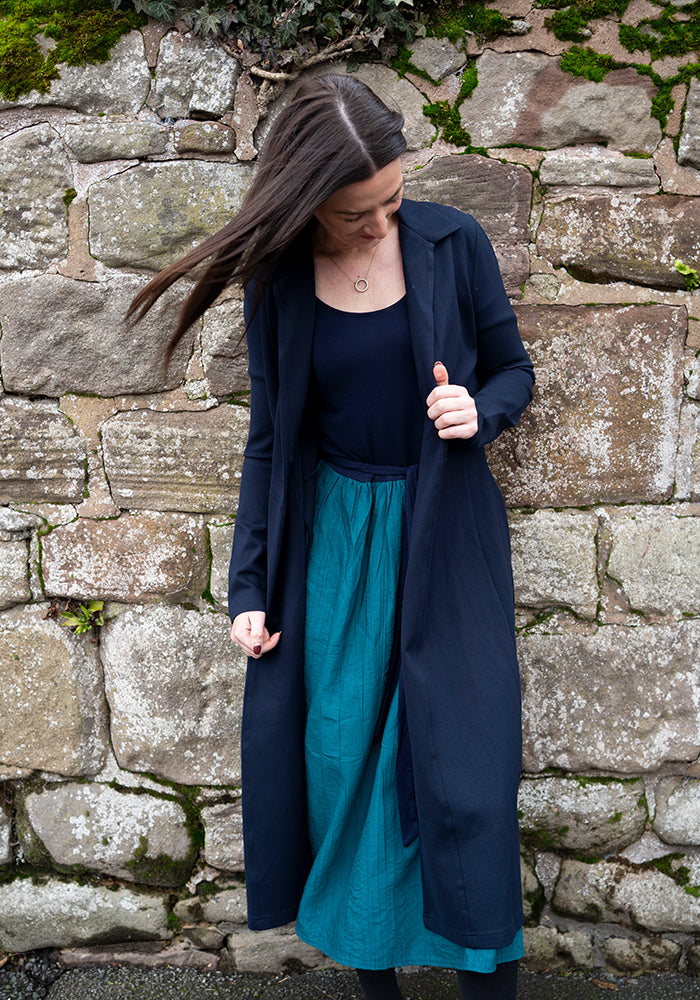 Fifth angle of Trudi Navy &amp; Teal Colour Block Midi Dress