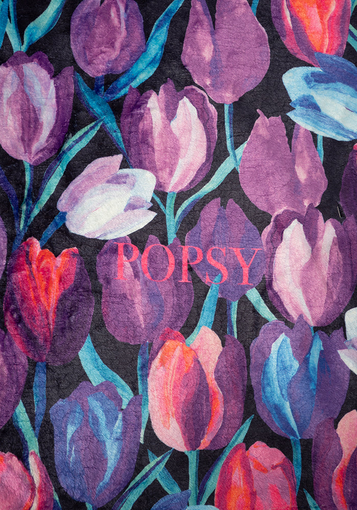 Second angle of Pop-under Hand Painted Tulips Print Plush Blanket