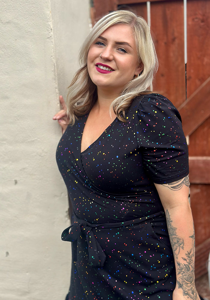 Twila Rainbow Foil Print Cotton Midaxi Dress