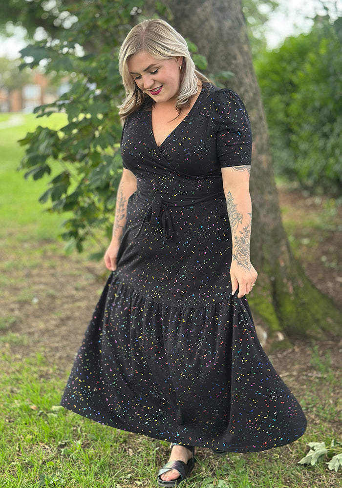 Twila Rainbow Foil Print Cotton Midaxi Dress