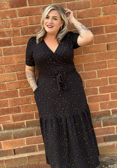 Twila Rainbow Foil Print Cotton Midaxi Dress