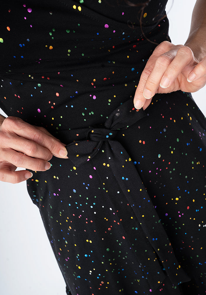 Twila Rainbow Foil Print Cotton Midaxi Dress
