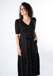 Twila Rainbow Foil Print Cotton Midaxi Dress