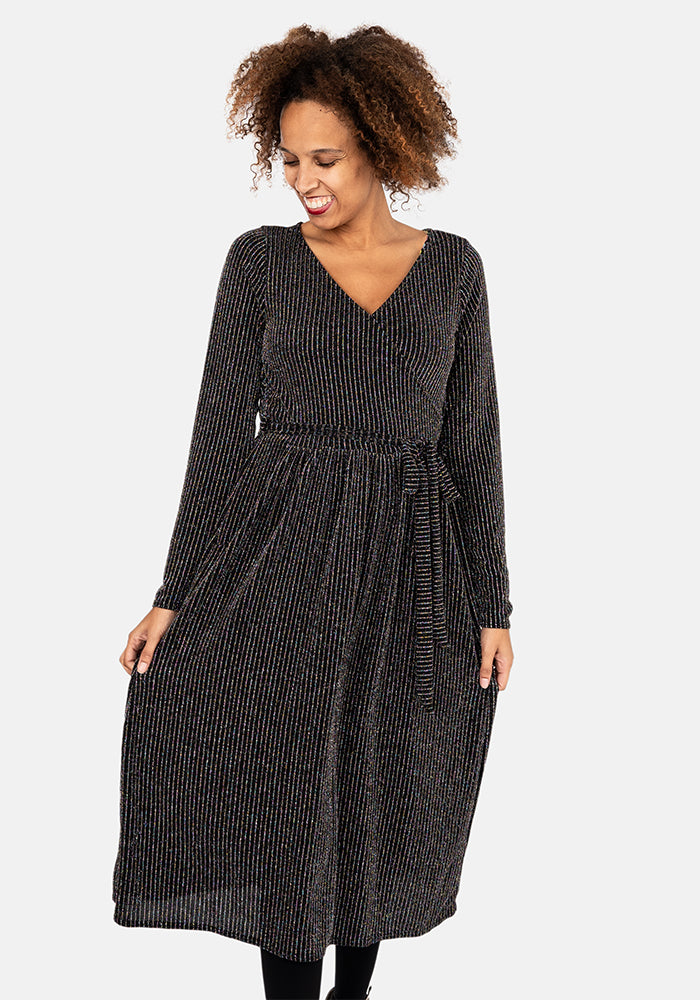 Twinkle Metallic Rainbow Sparkle Midi Dress