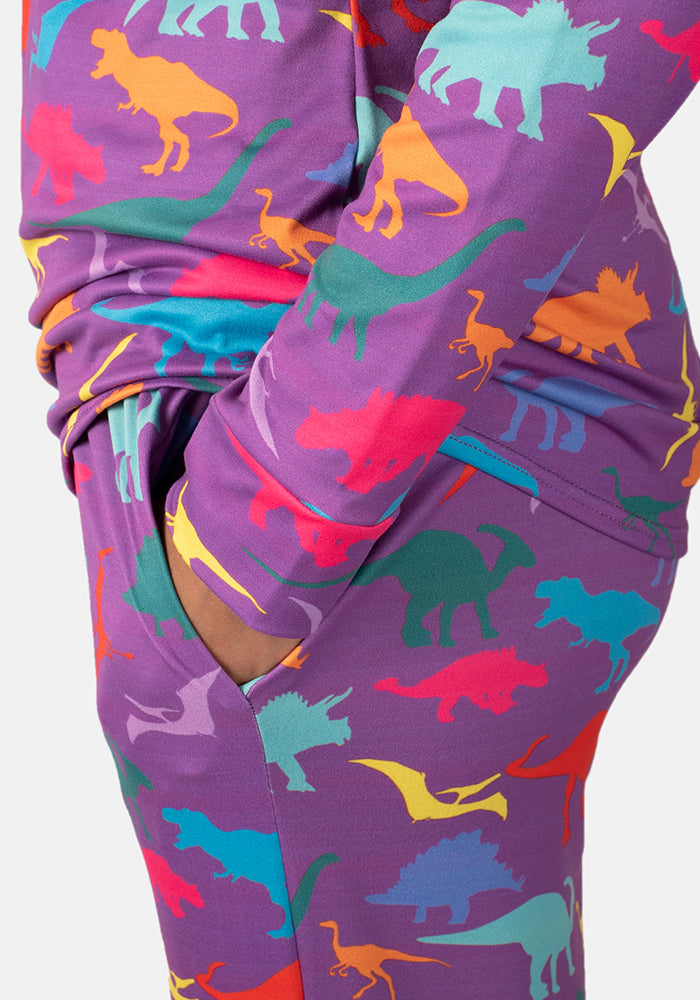 Tyrannosaurus Purple Dinosaur Print Pyjama Set