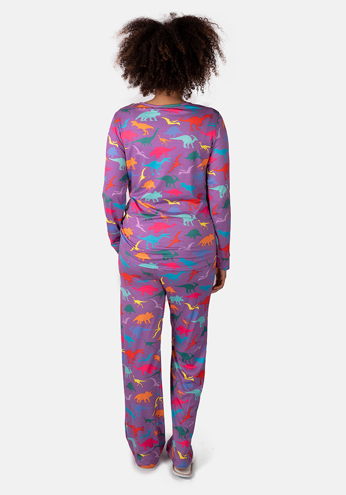 Tyrannosaurus Purple Dinosaur Print Pyjama Set